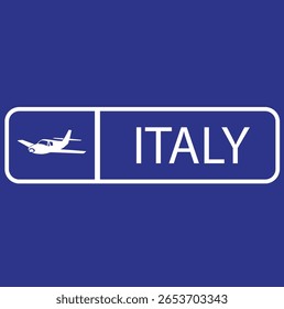  Grunge ITALY word with plane icon square rubber seal stamp on white background vector icon