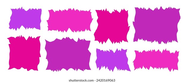 Grunge jagged rectangles pink silhouettes. Abstract torn rectangles. Geometric vector illustration.