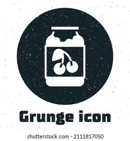 Grunge Jam jar icon isolated on white background. Monochrome vintage drawing. Vector