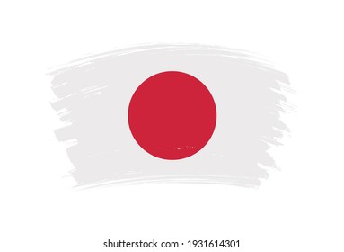 Grunge Japan flag.Brush stroke flag of Japan.