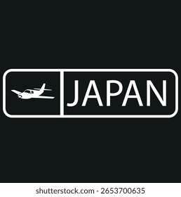  Grunge JAPAN word with plane icon square rubber seal stamp on white background
