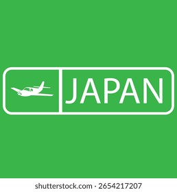  Grunge JAPAN word with plane icon square rubber seal stamp on white background