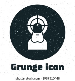 Grunge Jesus Christ icon isolated on white background. Monochrome vintage drawing. Vector Illustration