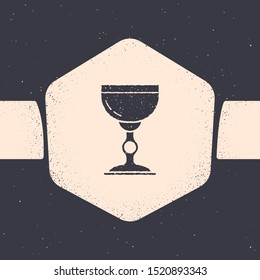 Grunge Jewish goblet icon isolated on grey background. Jewish wine cup for kiddush. Kiddush cup for Shabbat. Monochrome vintage drawing. Vector Illustration