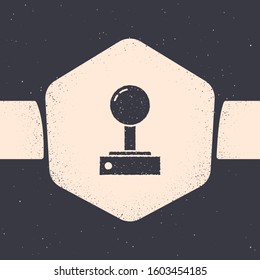 Grunge Joystick for arcade machine icon isolated on grey background. Joystick gamepad. Monochrome vintage drawing. Vector Illustration