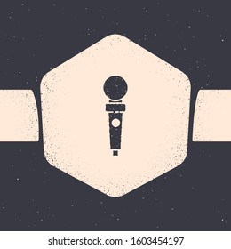 Grunge Joystick for arcade machine icon isolated on grey background. Joystick gamepad. Monochrome vintage drawing. Vector Illustration