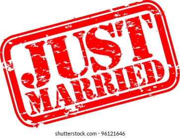 Grunge just married rubber stamp, vector illustration