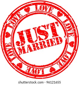 Grunge just married rubber stamp, vector illustration