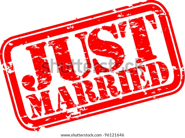 Grunge just married rubber stamp, vector illustration