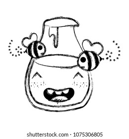 grunge kawaii happy honey jar with bees animals
