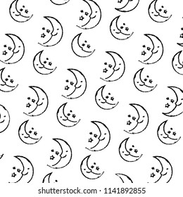 grunge kawaii happy moon and stars background