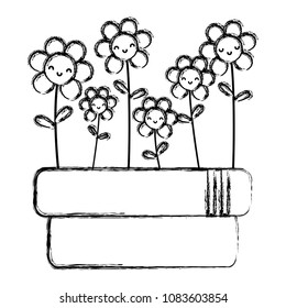 grunge kawaii videogame flowers plants in the graphic wall