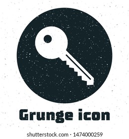 Grunge Key icon isolated on white background.  Vector Illustration