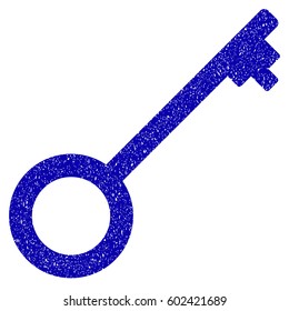 Grunge Key rubber seal stamp watermark. Icon symbol with grunge design and unclean texture. Unclean vector blue sign.