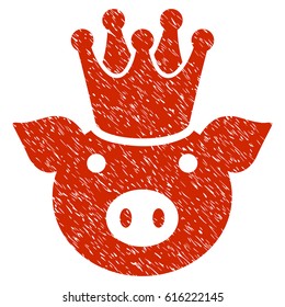 Grunge King Pig rubber seal stamp watermark. Icon symbol with grunge design and dust texture. Unclean vector red sign.