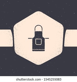 Grunge Kitchen apron icon isolated on grey background. Chef uniform for cooking. Monochrome vintage drawing. Vector Illustration