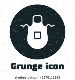 Grunge Kitchen apron icon isolated on white background. Chef uniform for cooking. Monochrome vintage drawing. Vector