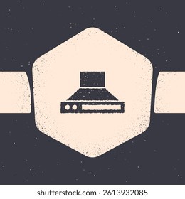 Grunge Kitchen extractor fan icon isolated on grey background. Cooker hood. Kitchen exhaust. Household appliance. Monochrome vintage drawing. Vector