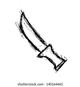 grunge knife in doodle style