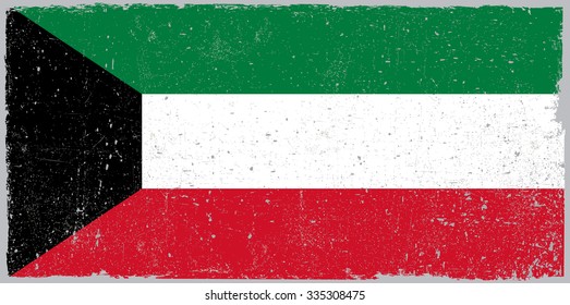 Grunge Kuwait flag.Kuwait flag with grunge texture.Vector template.