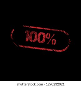 grunge label with 100% text inside. sticker,stamp,seal.