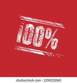 grunge label with 100% text inside. sticker,stamp,seal.