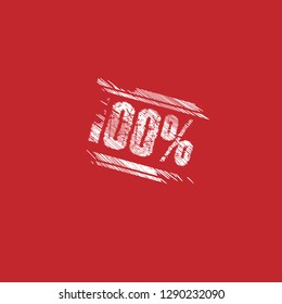 grunge label with 100% text inside. sticker,stamp,seal.