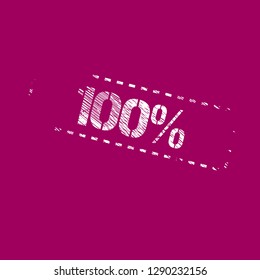 grunge label with 100% text inside. sticker,stamp,seal.