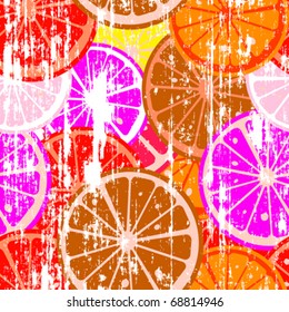 Grunge label with lemon slices