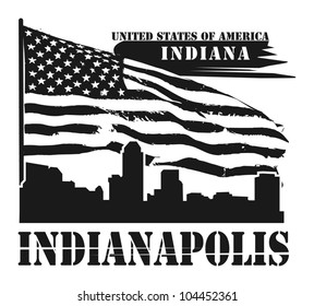 Grunge label with name of Indiana, Indianapolis, vector illustration