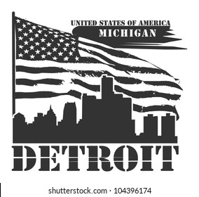 Grunge label with name of Michigan, Detroit, vector illustration