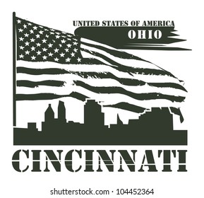 Grunge label with name of Ohio, Cincinnati, vector illustration