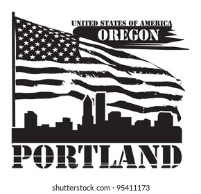 Grunge label with name of Oregon, Portland, vector illustration