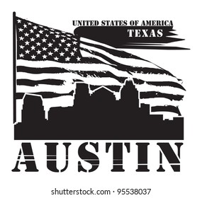 Grunge label with name of Texas, Austin, vector illustration