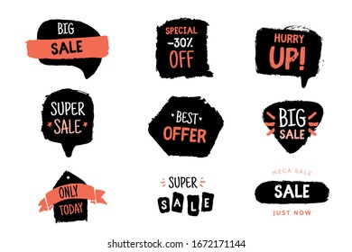 Grunge Label set, vector background, special price poster, super sale badge illustration