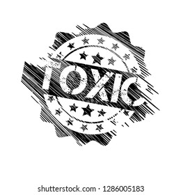 grunge label with toxic text inside. tag,sign,sticker.
