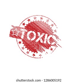 grunge label with toxic text inside. tag,sign,sticker.