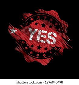 grunge label with yes text inside. tag,sign,sticker.