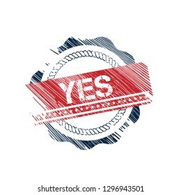 grunge label with yes text inside. tag,sign,sticker.