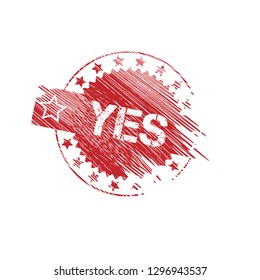 grunge label with yes text inside. tag,sign,sticker.