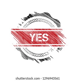 grunge label with yes text inside. tag,sign,sticker.