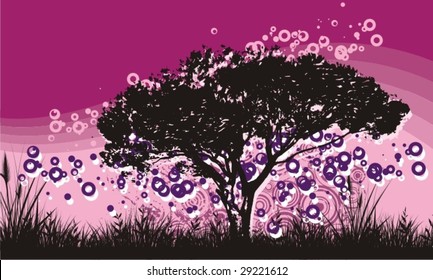 Grunge landscape background, vector illustration series.
