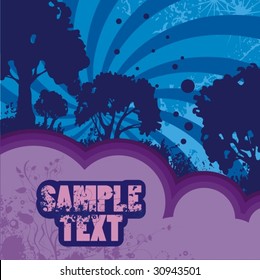 Grunge landscape background, vector illustration series.