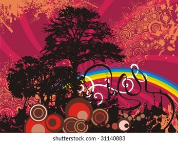 Grunge landscape background, vector illustration series.