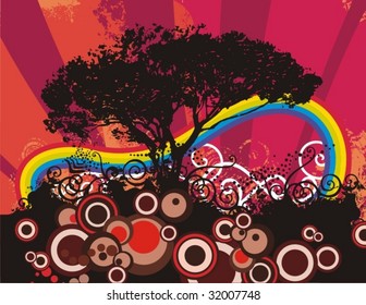 Grunge landscape background, vector illustration series.