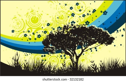 Grunge landscape background, vector illustration series.