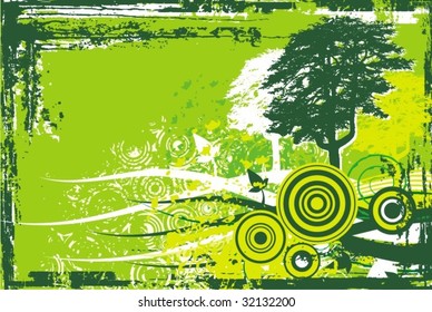 Grunge landscape background, vector illustration series.