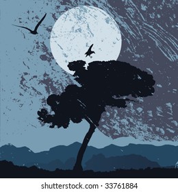 grunge landscape, vector illustration
