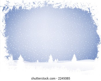 Grunge-Landschaft im Winter mit fallendem Schnee