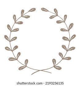 Grunge laurel wreath frame on white background